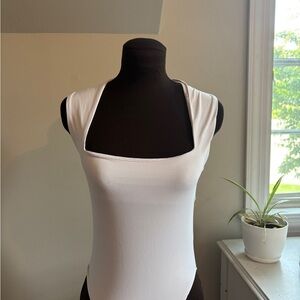 Zara White Square Neck Bodysuit